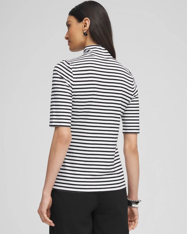 Touch of Cool Stripe Mock Neck Tee - image 3